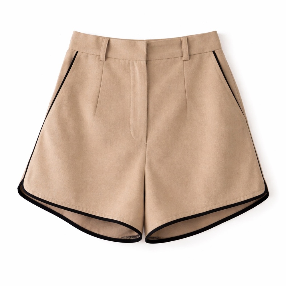 Liberty High Waist Tan Shorts with Black Accents Size:S